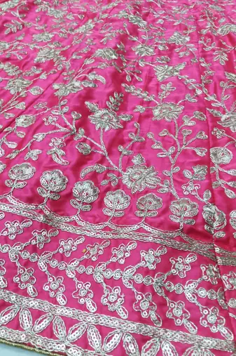 Meghalya Art Silk Thread Embroidered Hot Pink Bridal Lehenga Choli