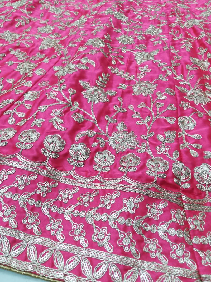 Meghalya Art Silk Thread Embroidered Hot Pink Bridal Lehenga Choli