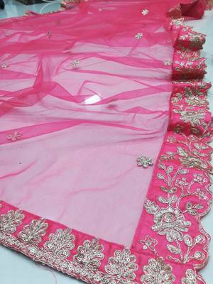 Meghalya Art Silk Thread Embroidered Hot Pink Bridal Lehenga Choli 10