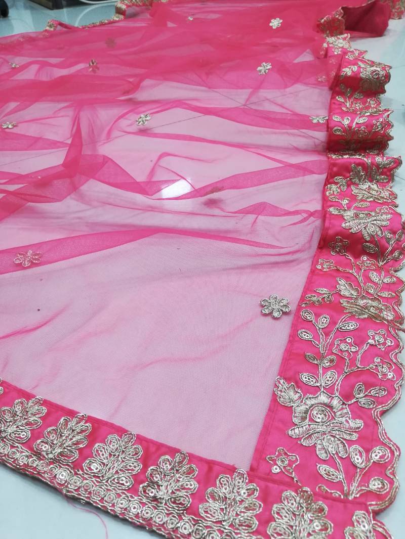 Meghalya Art Silk Thread Embroidered Hot Pink Bridal Lehenga Choli