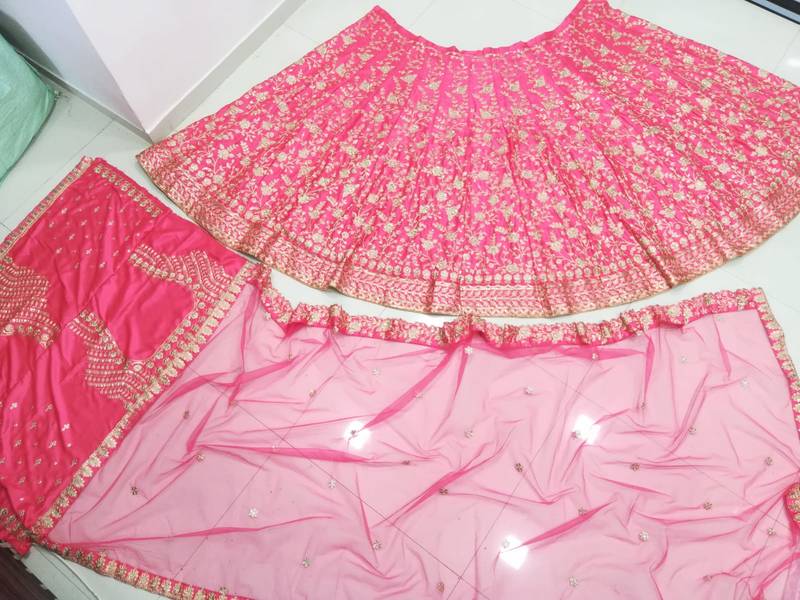 Meghalya Art Silk Thread Embroidered Hot Pink Bridal Lehenga Choli