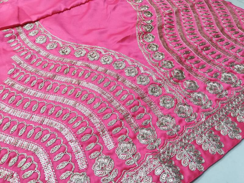 Meghalya Art Silk Thread Embroidered Hot Pink Bridal Lehenga Choli