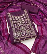 Women's purple unstitched sequence work parampara silk dress material