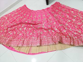 Meghalya Art Silk Thread Embroidered Hot Pink Bridal Lehenga Choli 18