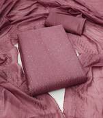 Women's light purple unstitched sequence work chanderi cotton dress material 