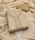 Women's beige designer weaving banarasi jacquard dress material