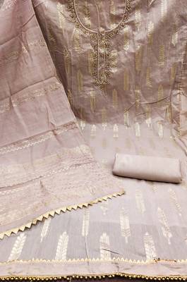 Women's light purple designer weaving banarasi jacquard dress material 2