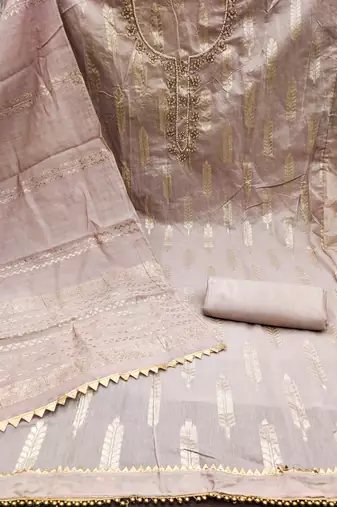 Women's light purple designer weaving banarasi jacquard dress material