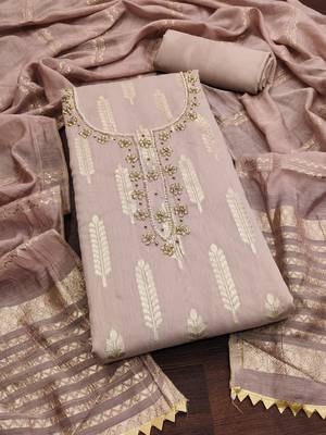 Women's light purple designer weaving banarasi jacquard dress material 4