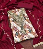 Women's multi unstitched designer digital print slub cotton dress material