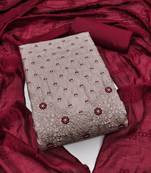 Women's grey unstitched sequence work coco silk dress material 