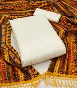 Women's off white unstitched sequence work chanderi dress material 