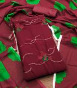 Women's maroon unstitched sequence work georgette dress material 