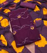 Women's purple sequence work georgette dress material