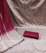 Women's grey embroidery coco silk dress material