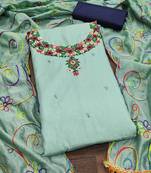 Women's sea green unstitched embroidery coco silk dress material (rnx5024sgn) (rnx5024sgn)