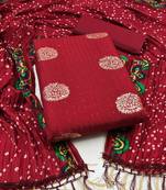 Women's maroon unstitched sequence work jacquard dress material 