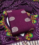 Women's purple sequence work jacquard dress material