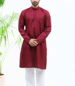 maroon matka silk  kurta