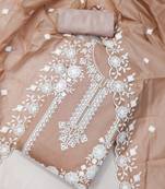 Women's light purple embroidery chanderi cotton dress material