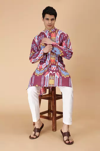 Merlot ikat kurta