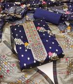 Women's blue unstitched designer weaving organza jacquard dress material 