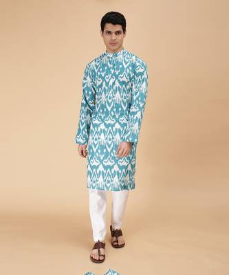Teal ikat kurta 1