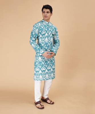 Teal ikat kurta 2