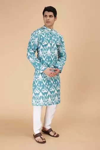 Teal ikat kurta