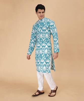 Teal ikat kurta 3