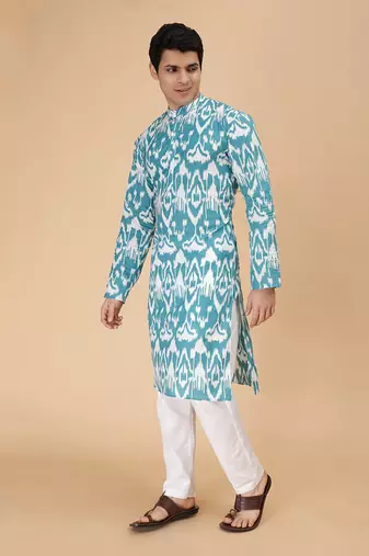 Teal ikat kurta