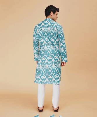 Teal ikat kurta 4