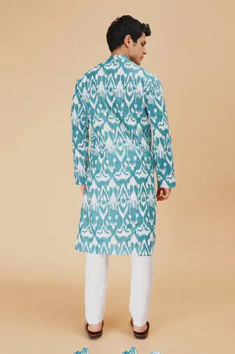 Teal ikat kurta