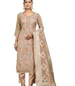 Women's peach unstitched embroidery organza dress material