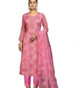 Women's multi unstitched sequence work pure organza dress material