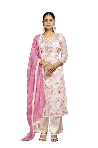 Women's multi unstitched designer print modal cotton dress material 