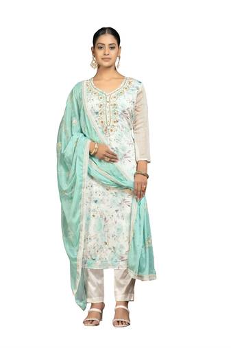 Women's multi unstitched designer print modal cotton dress material 