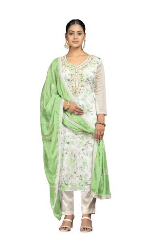 Women's multi unstitched designer print modal cotton dress material 
