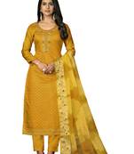 Women's mustard hand work modal cotton dress material
