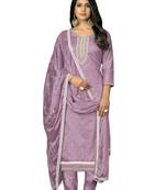 Women's light purple hand work modal cotton dress material