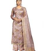 Women's rose gold unstitched digital print organza dress material