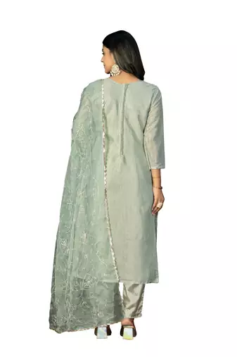Women's grey heavy handwork work simmar cotton dress material