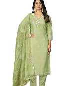 Women's olive green heavy handwork work simmar cotton dress material