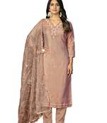 Women's peach heavy handwork work simmar cotton dress material