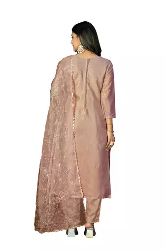 Women's peach heavy handwork work simmar cotton dress material