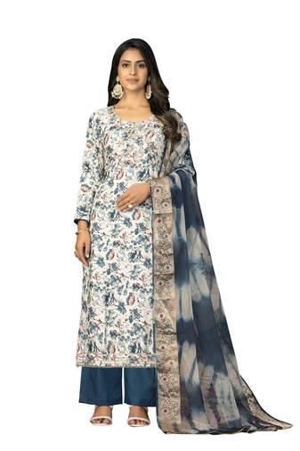 Women's multi unstitched handwork  jam cotton dress material 