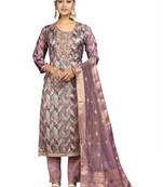 Women's multi unstitched handwork organza jacquard dress material 