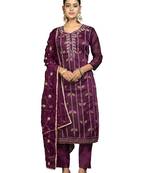 Women's purple unstitched digital print modal cotton jacquard dress material 