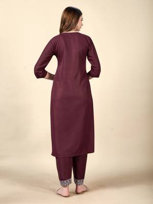 Brown  embroidery work  cotton rayon slub based  aline kurti  womens kurti set 3