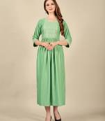Pista  embroidery work  cotton rayon slub based  anarkali kurti  womens kurti